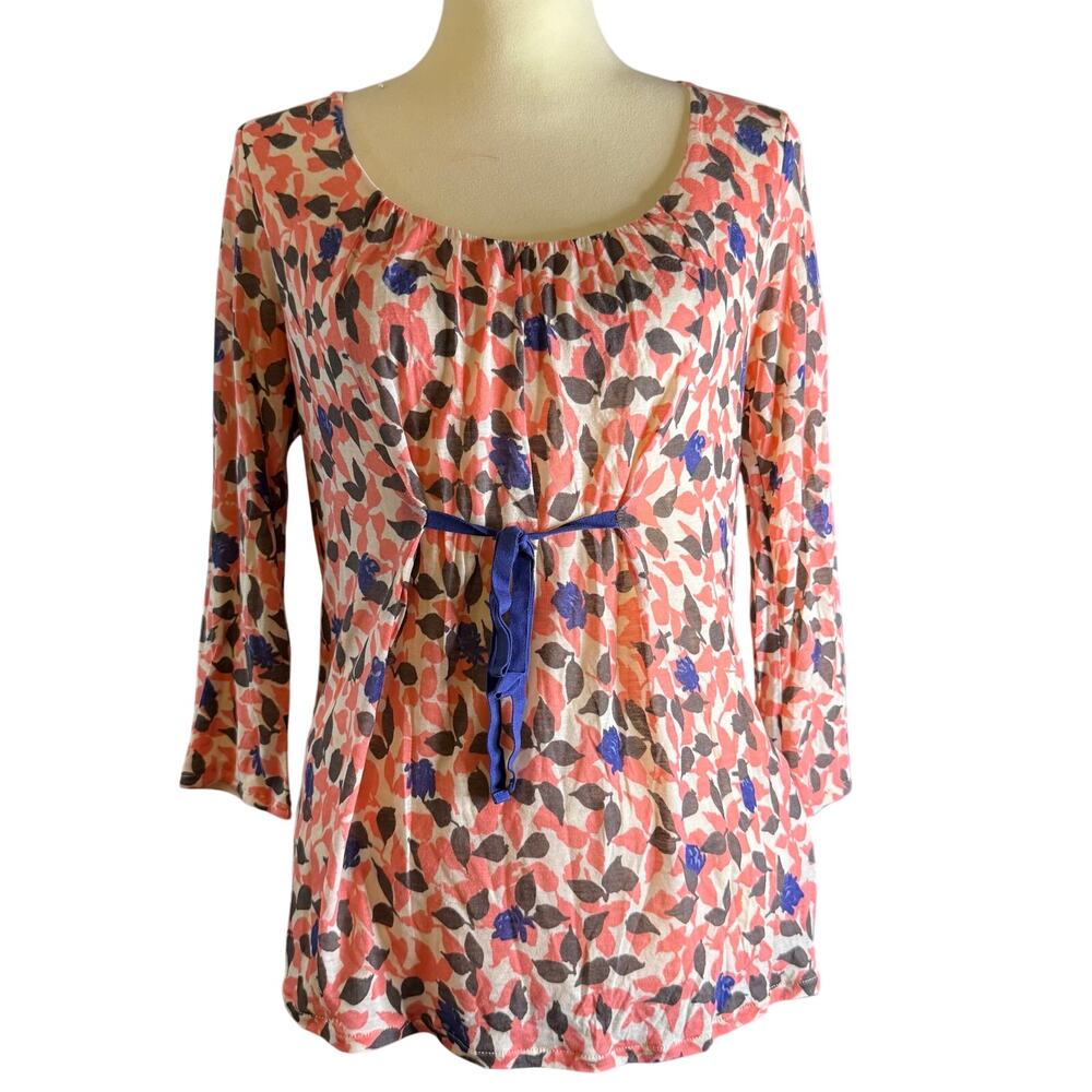 Boden 100% Lyocell Empire Waist Floral Print Tunic Blouse, Women's Size 8